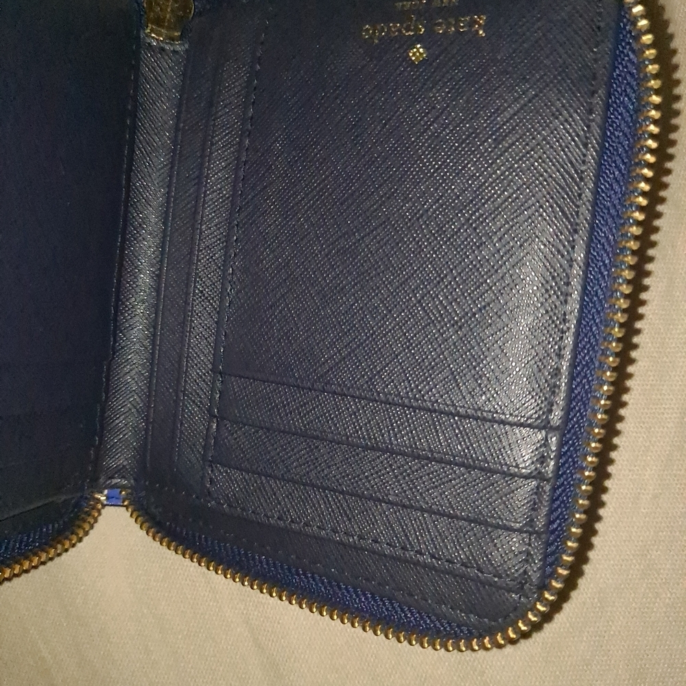 Kate Spade Laurel Way Blue/Pink Striped Saffiano Leather Crossbody/Wallet LNC - Picture 10 of 12